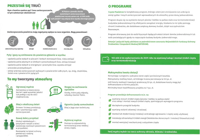 Ulotka informacyjna czyste powietrze strona trzecia