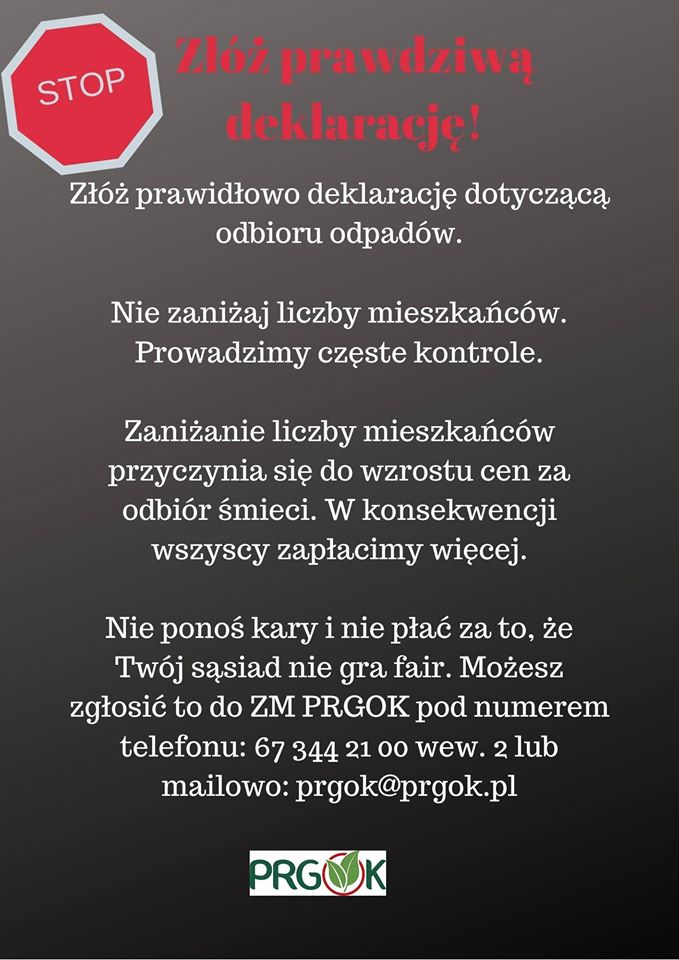 ZŁÓŻ PRAWDZIWĄ DEKLARACJĘ ŚMIECIOWĄ