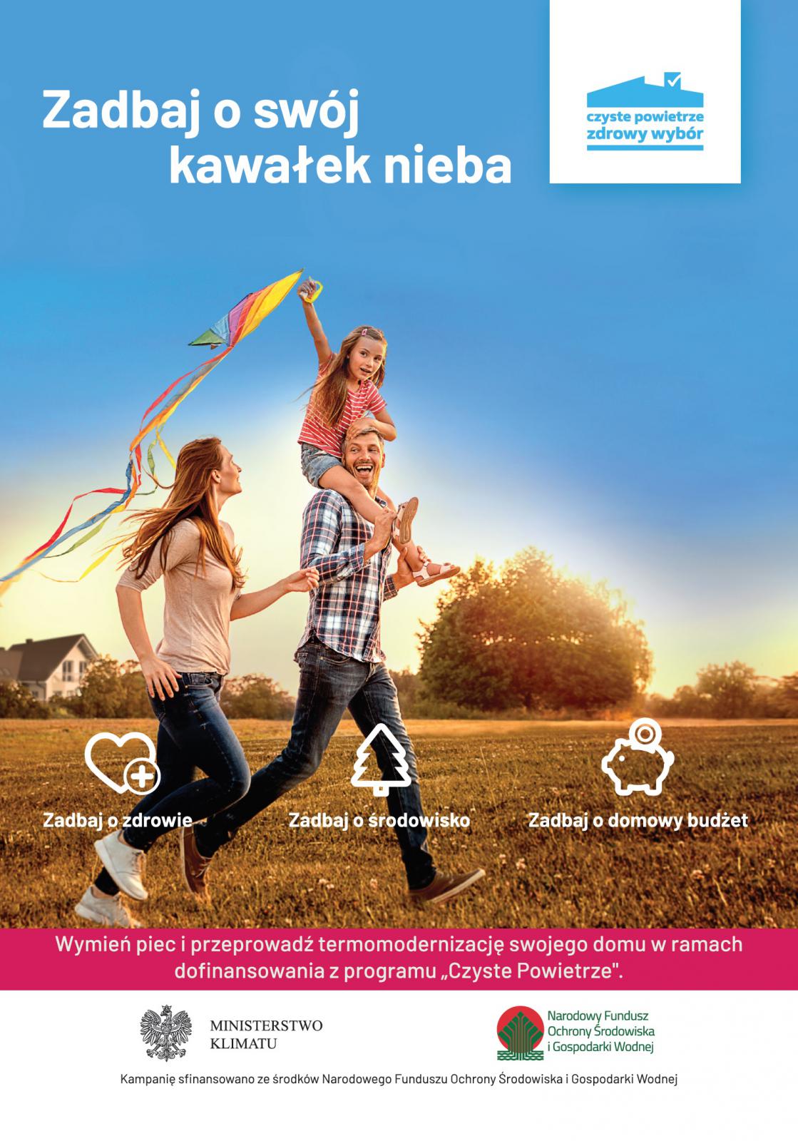 Plakat reklamujący program Czyste Powietrze