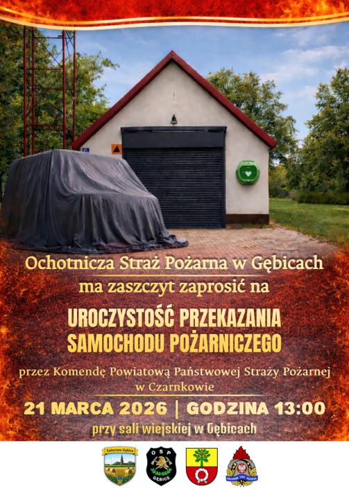 Uroczyste przekazanie samochodu pożarniczego w Gębicach
