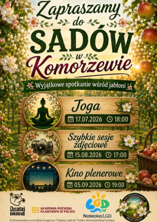 Szybkie sesje zdjęciowe w sadzie w Komorzewie