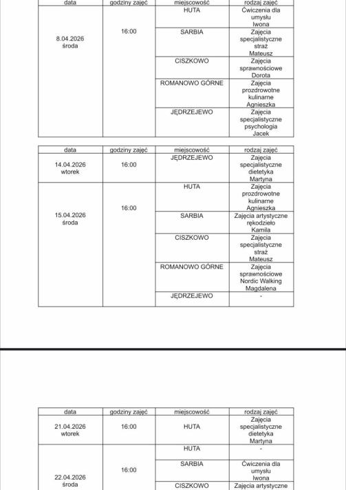Mobilny Klub Seniora kwiecień 2026