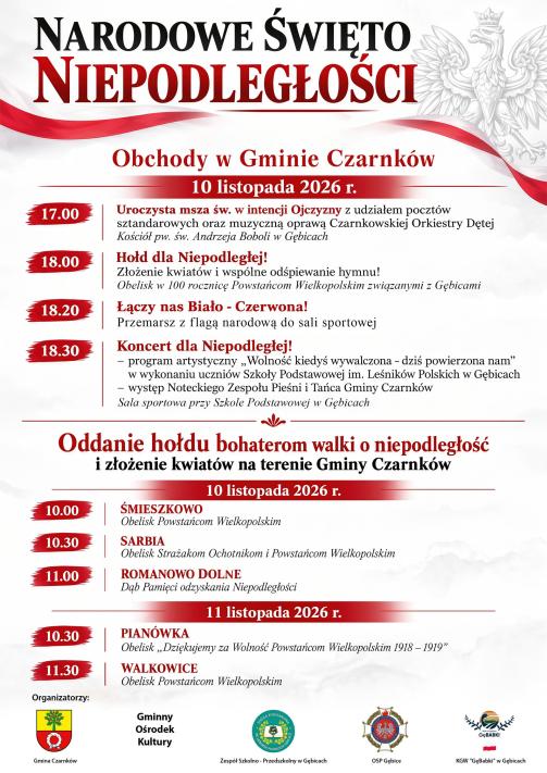 Narodowe Święto Niepodległości w Gminie Czarnków 🤍❤️