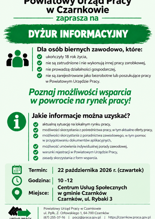Dyżur informacyjny PUP w Czarnkowie