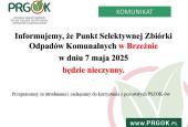 Informujemy, że PSZOK w Brzeźnie w dniu 7 maja będzie nieczynny.