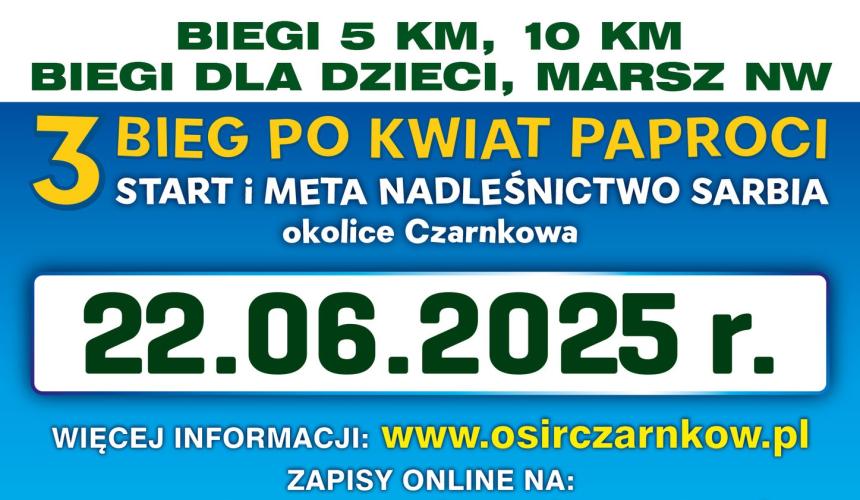 Plakat informacyjny 3. Bieg o Kwiat Paproci