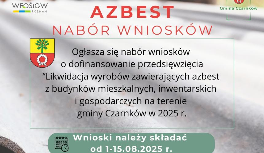 Azbest - nabór wniosków 1-15.08.2025 r.