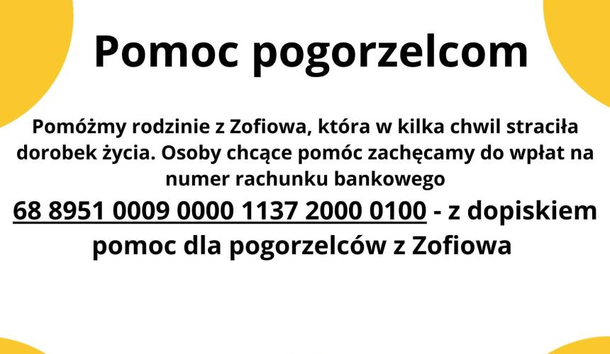 Pomoc dla pogorzelców z Zofiowa