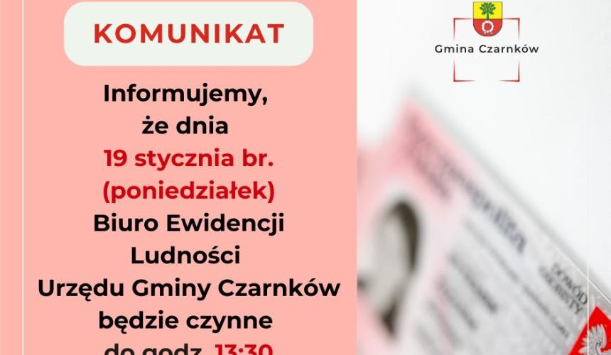 Czas pracy 19.01.2026 r.