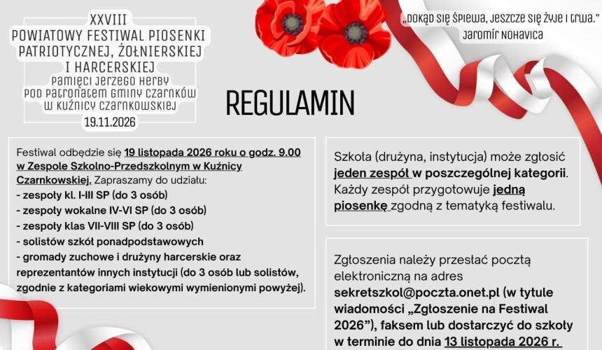 XXVIII Powiatowy Festiwal Piosenki Patriotycznej, Żołnierskiej i Harcerskiej