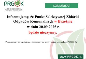 Punkt Selektywnej Zbiórki Odpadów Komunalnych w Brzeźnie nieczynny