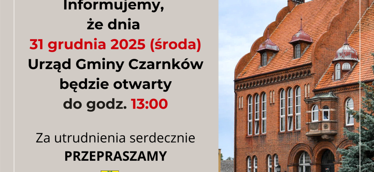 Ważny Komunikat Dotyczący Pracy Urzędu Gminy Czarnków