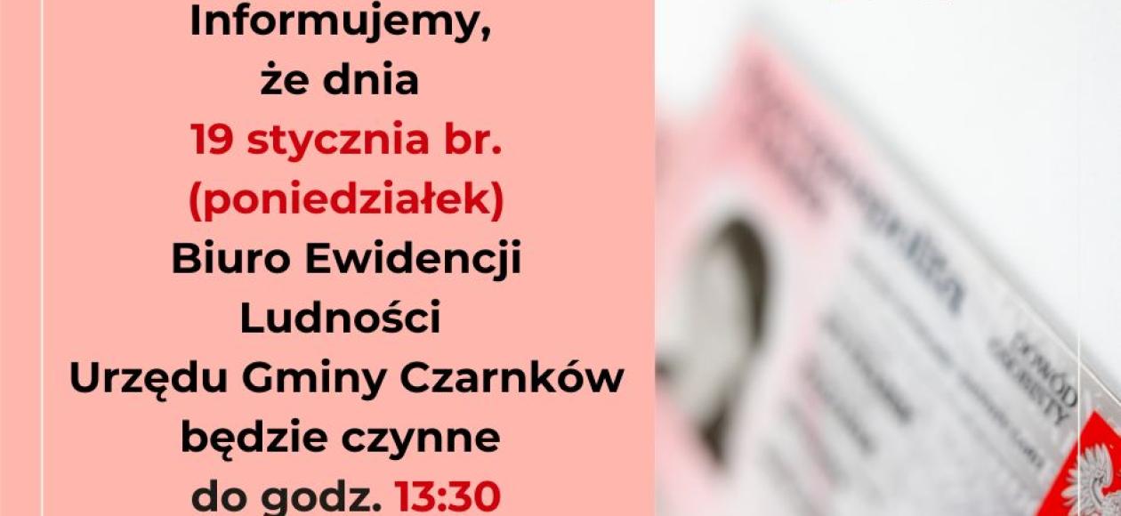 Czas pracy 19.01.2026 r.