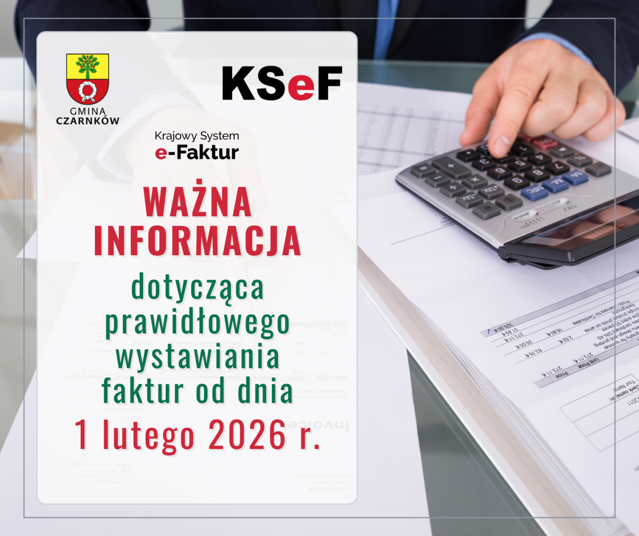 Ważny komunikat dla kontrahentów Gminy Czarnków